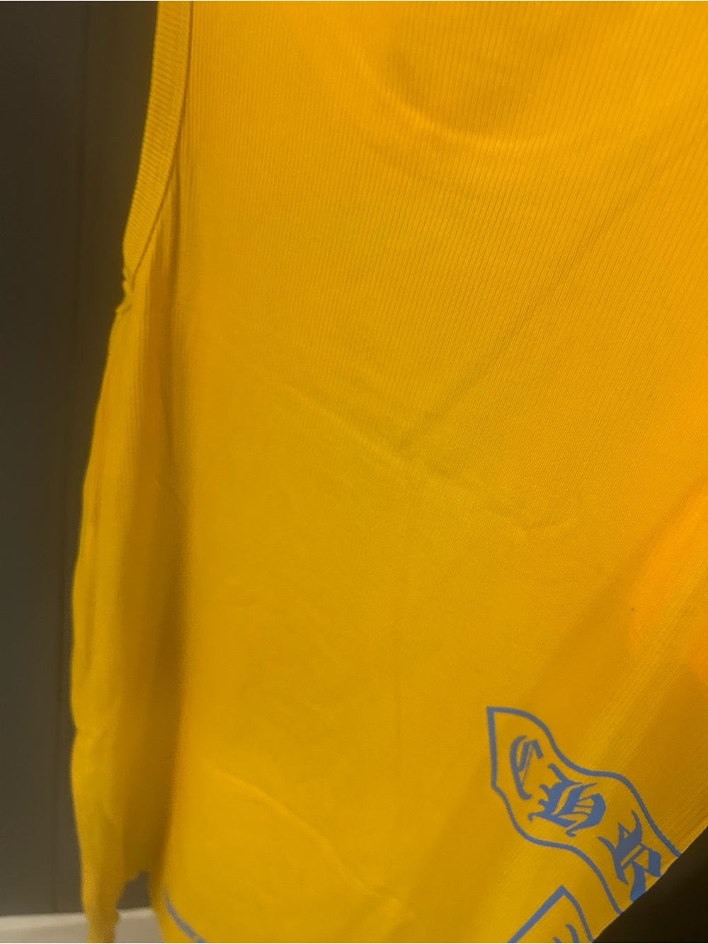 Chrome Hearts Yellow Ribbed Tank Top with Black Logo Print